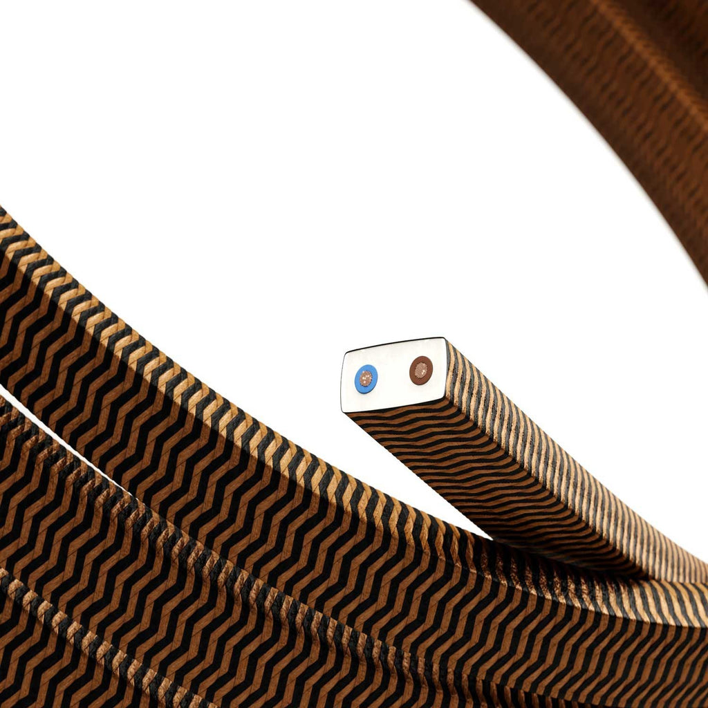Cabo Elétrico para Cordão de Luzes, coberto por tecido Seda ZigZag Preto-Whiskey CZ22