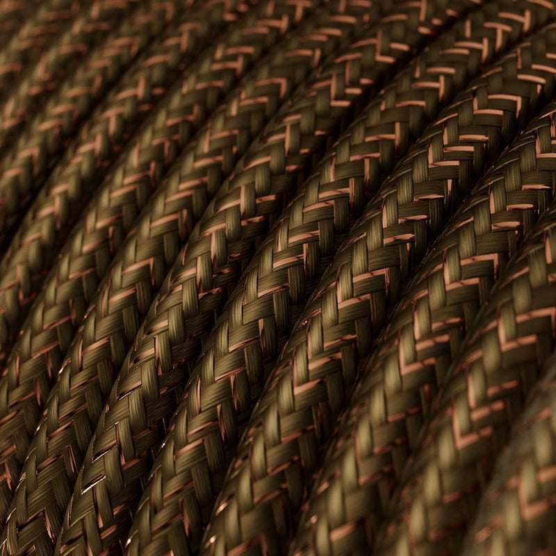 Cabo elétrico redondo brilhante com seda artificial aplicada cor de tecido sólida RL13 Castanho