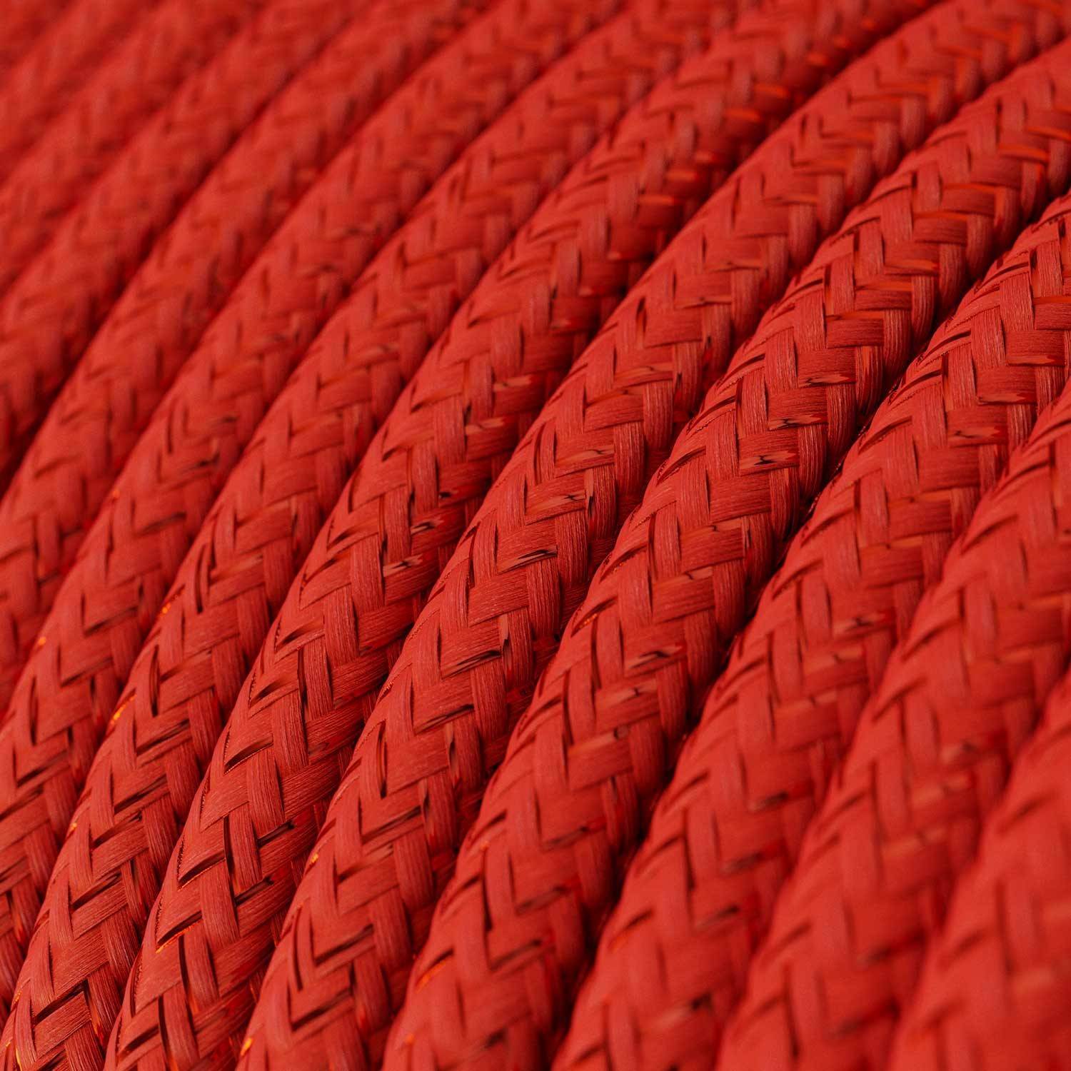 Cabo elétrico redondo revestido em seda artificial cor sólida e acabamento Brilhante RL09 Vermelho