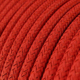 Cabo elétrico redondo brilhante em seda artificial cor sólida RL09 Vermelho