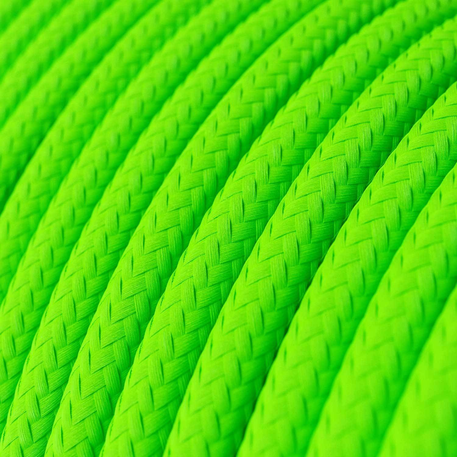 Cabo elétrico redondo revestido em seda artificial cor sólida Fluorescente RF06 Verde