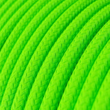 Cabo elétrico redondo com seda artificial aplicada cor de tecido sólida RF06 Verde Fluorescente