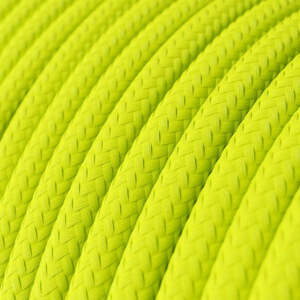 Cabo elétrico redondo com seda artificial aplicada cor de tecido sólida RF10 Amarelo Fluorescente