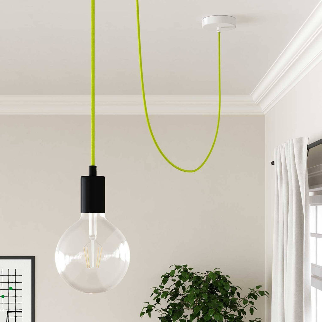 Cabo elétrico redondo revestido em seda artificial cor sólida Fluorescente RF10 Amarelo