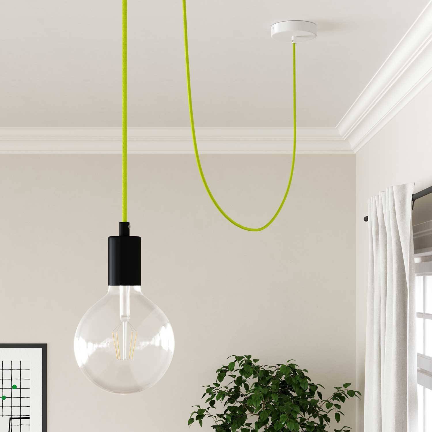 Cabo elétrico redondo revestido em seda artificial cor sólida Fluorescente RF10 Amarelo