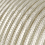 Cabo elétrico redondo com seda artificial aplicada cor de tecido sólida RM00 Marfim