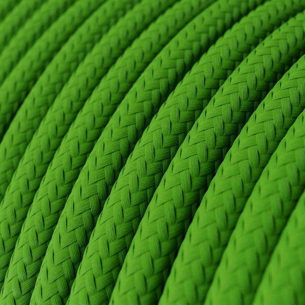 Cabo elétrico redondo com seda artificial aplicada cor de tecido sólida RM18 Verde Lima