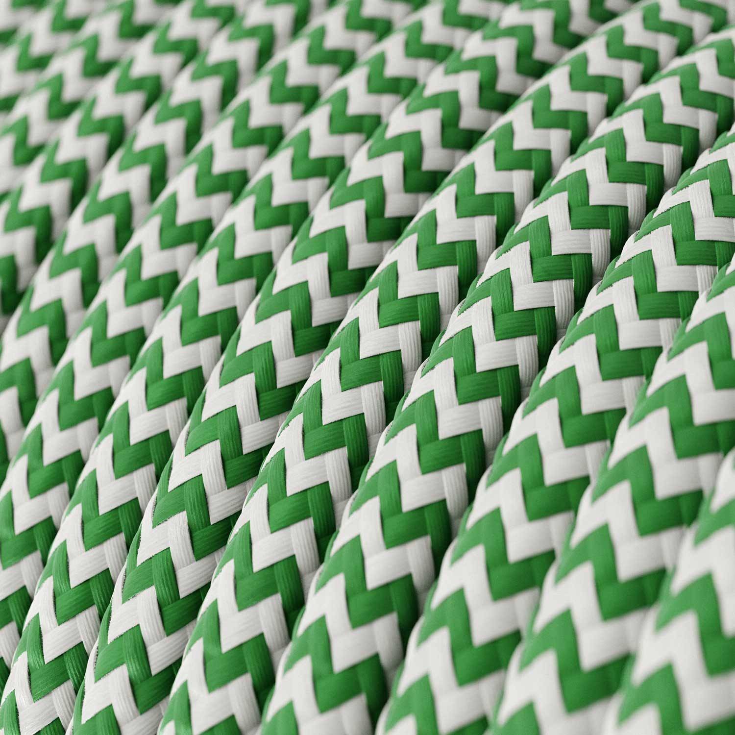 Cabo elétrico redondo revestido em seda artificial ZigZag RZ06 Verde
