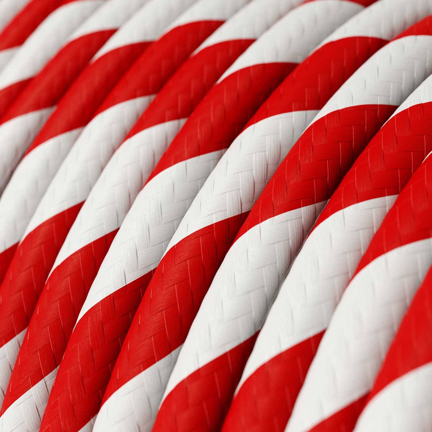 Cabo elétrico redondo Vertigo HD revestido em tecido ERM39 Candy Cane