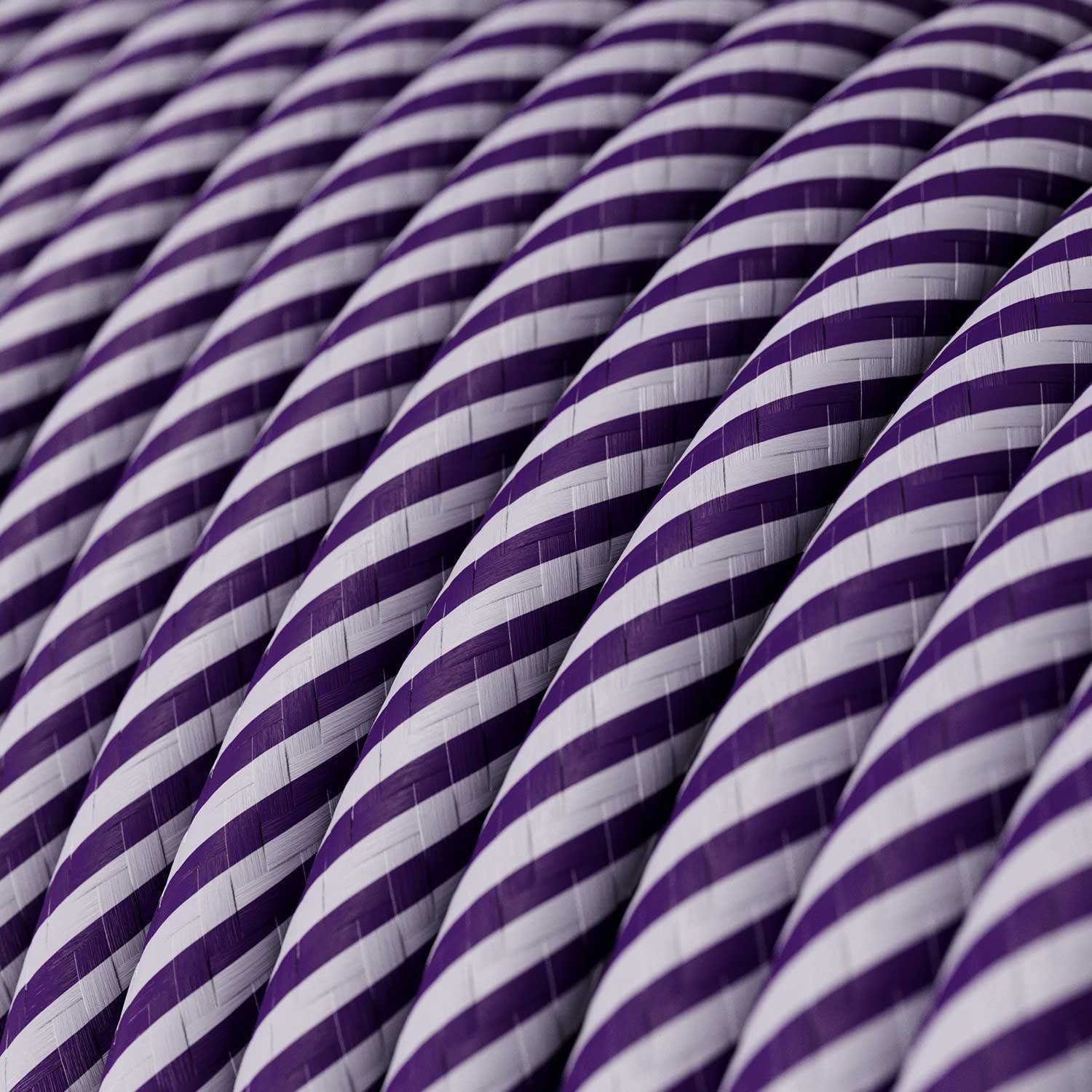 Cabo elétrico redondo Vertigo HD revestido em tecido ERM52 Lilás e Violeta Escuro