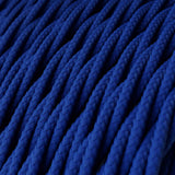 Cabo elétrico torcido com seda artificial aplicada tecido de cor sólida TM12 Azul