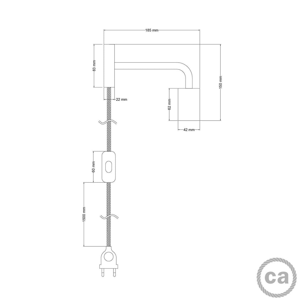 Candeeiro de metal Spostaluce com extensão curva