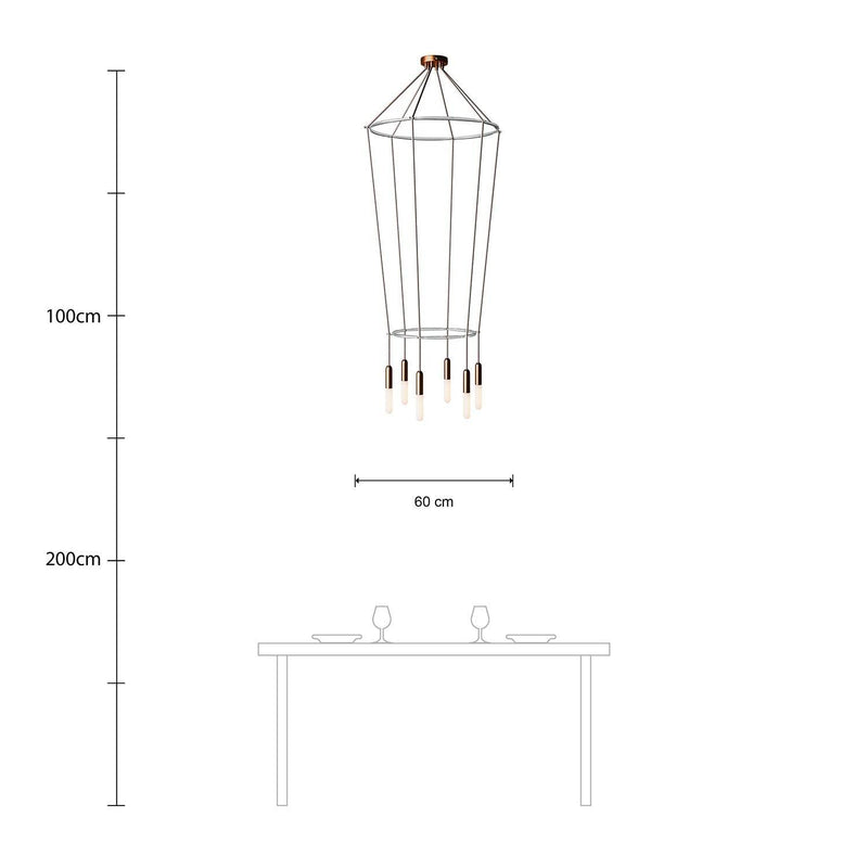 Candeeiro Gaiola P-Light 2 de 6 suspensões