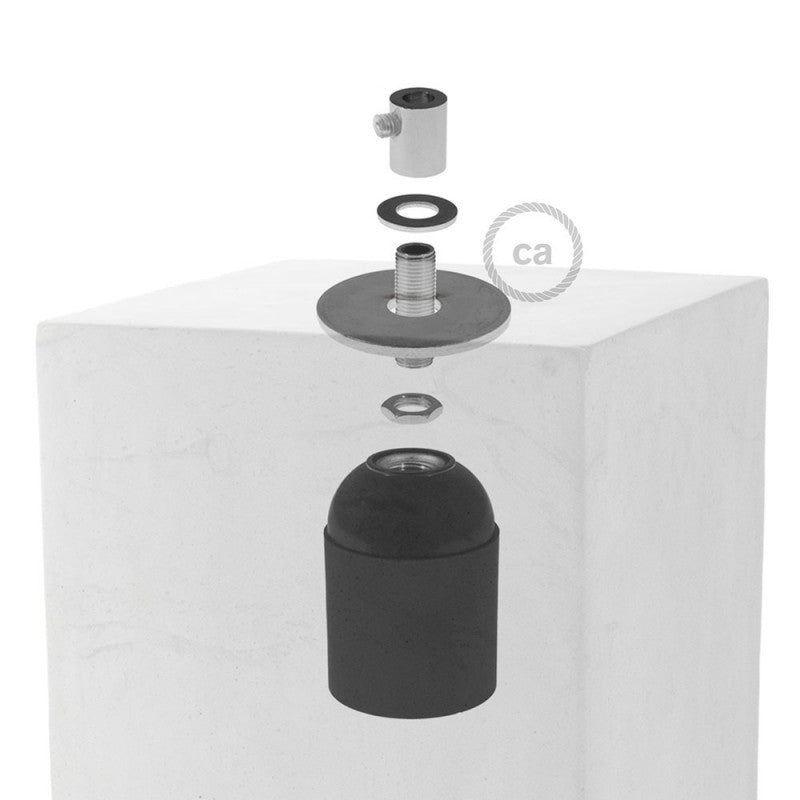 Abajur de cimento em Cube para suspensão com braçadeira de cabo e suporte para lâmpada E27