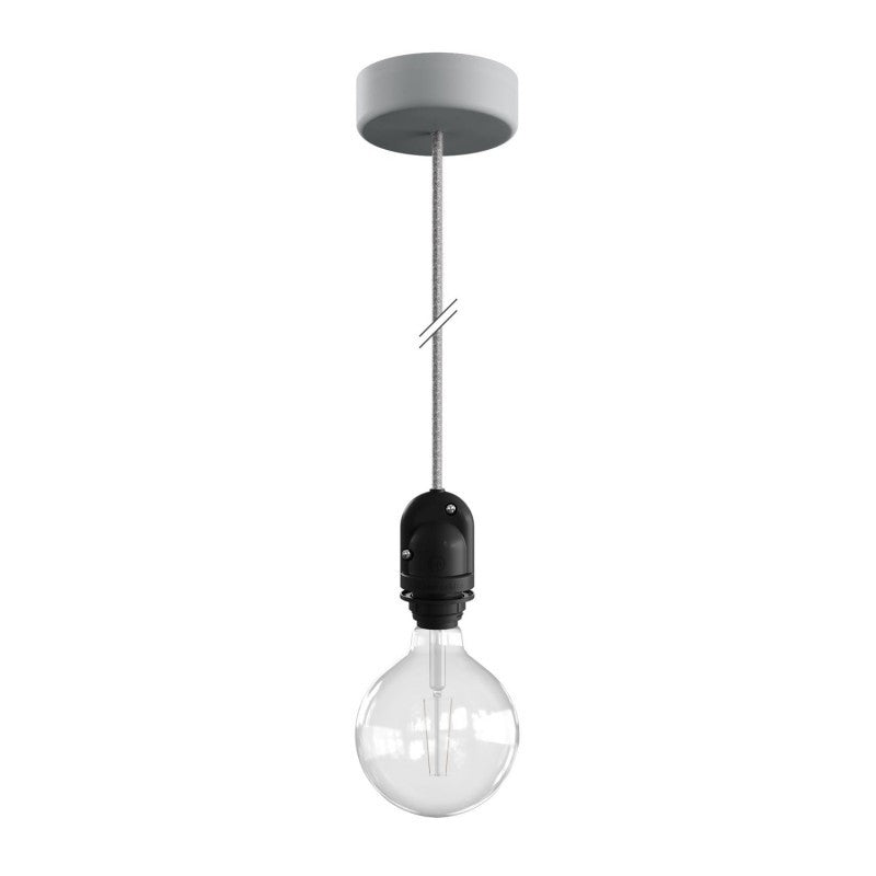 EIVA Outdoor pendant lamp for lampshades with 1,5 mt textile cable silicone ceiling rose and lamp holder IP65 water resistant