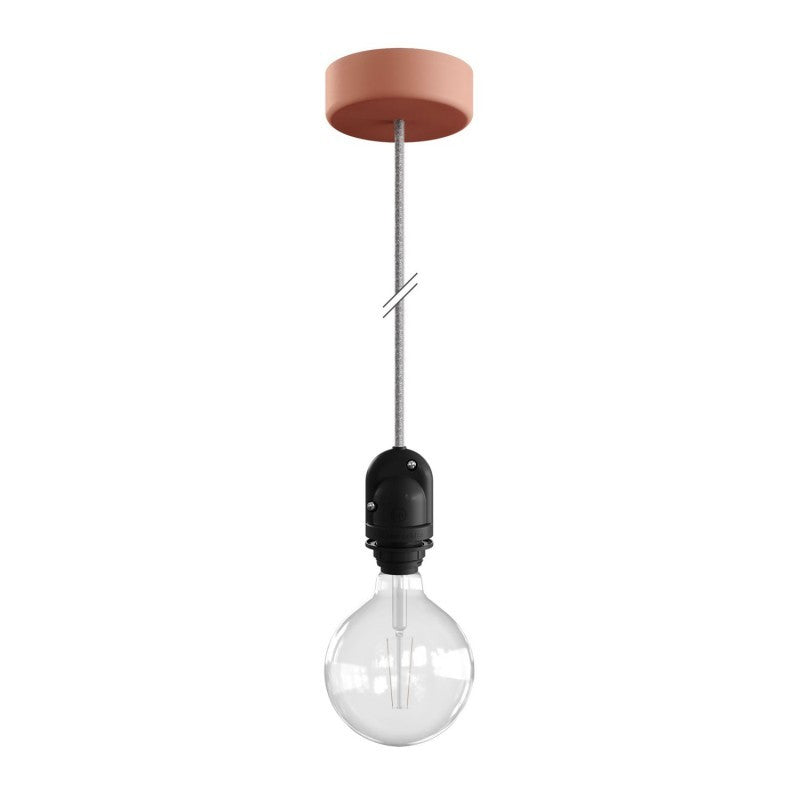 EIVA Outdoor pendant lamp for lampshades with 1,5 mt textile cable silicone ceiling rose and lamp holder IP65 water resistant