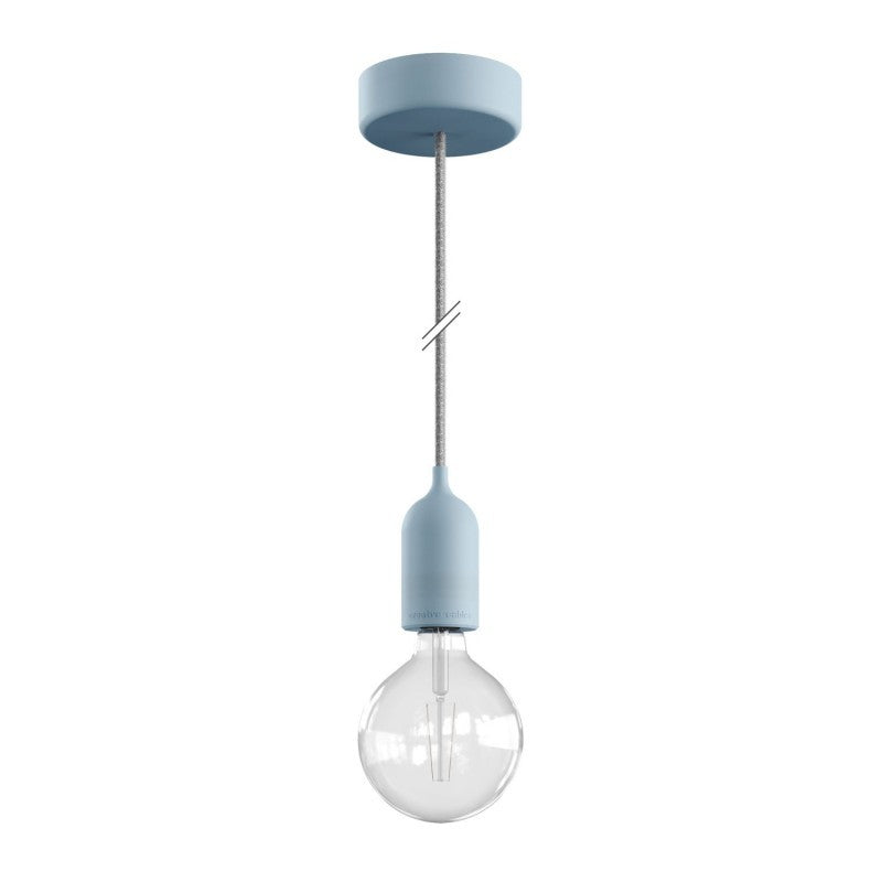 EIVA PASTEL Outdoor pendant lamp with 1,5 mt textile cable colorful silicone ceiling rose and lamp holder IP65 water resistant