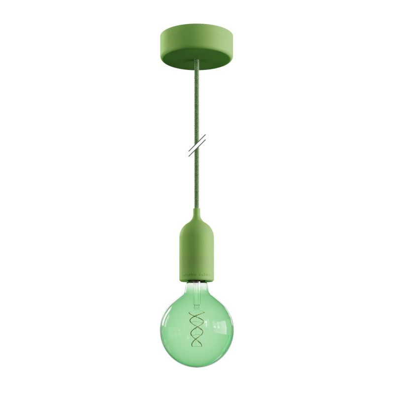 EIVA PASTEL Outdoor pendant lamp with 1,5 mt textile cable colorful silicone ceiling rose and lamp holder IP65 water resistant