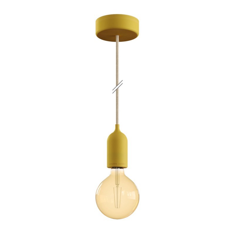 EIVA PASTEL Outdoor pendant lamp with 1,5 mt textile cable colorful silicone ceiling rose and lamp holder IP65 water resistant
