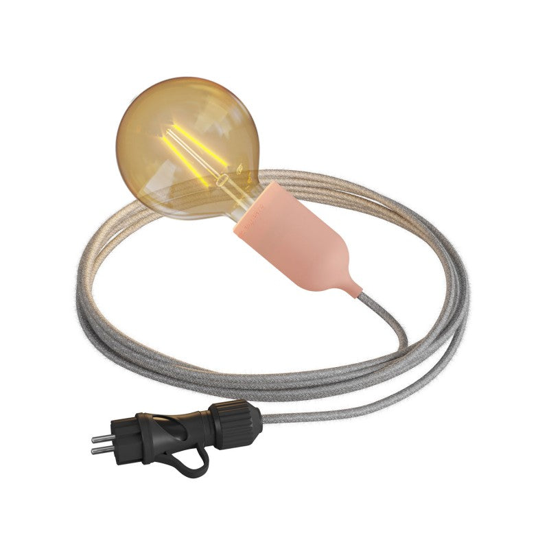 Eiva Snake Pastel lâmpada portátil para exterior cabo têxtil de 5 m suporte para lâmpada à prova d'água IP65 e plugue
