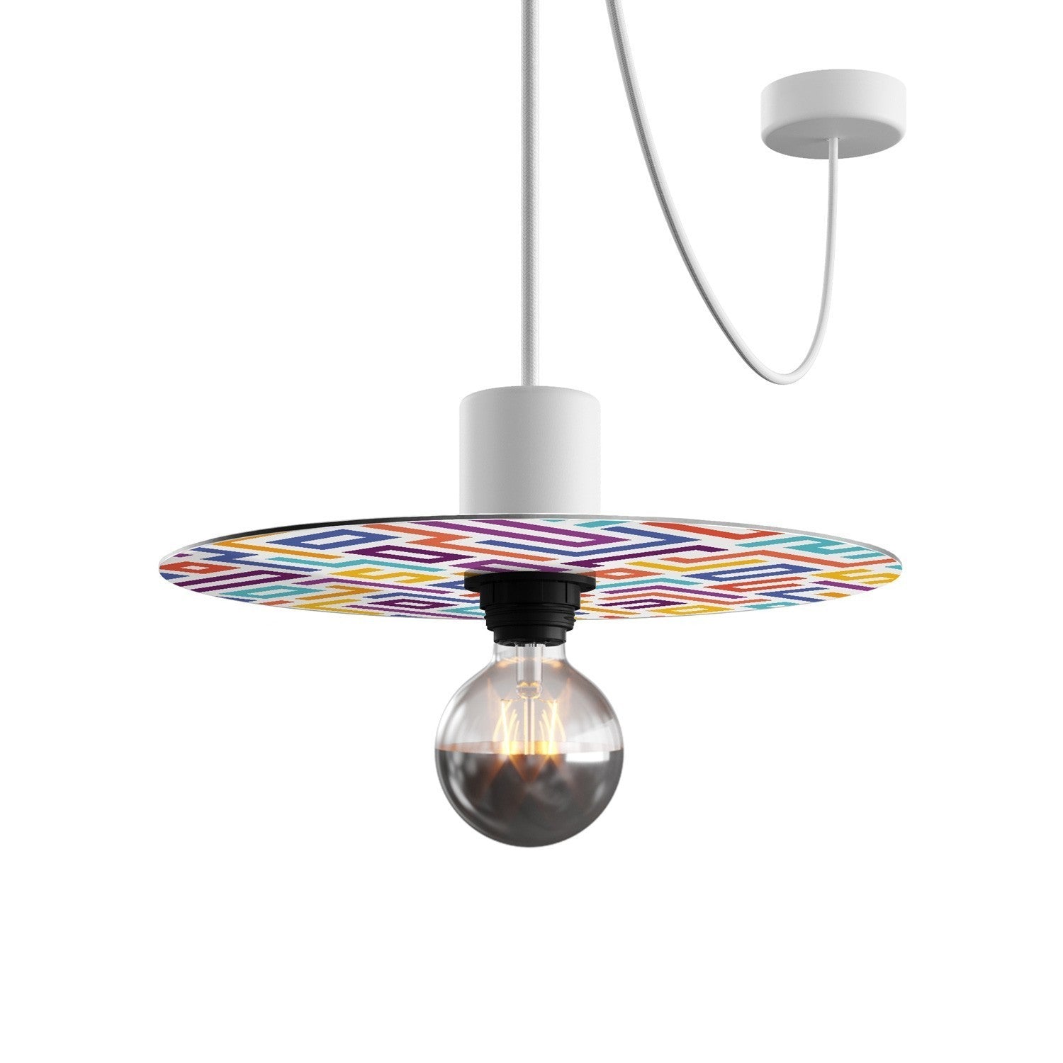 Mini abajur plano Ellepì com desenhos geométricos 'Caleidoscópio', 24 cm de diâmetro - Fabricado na Itália
