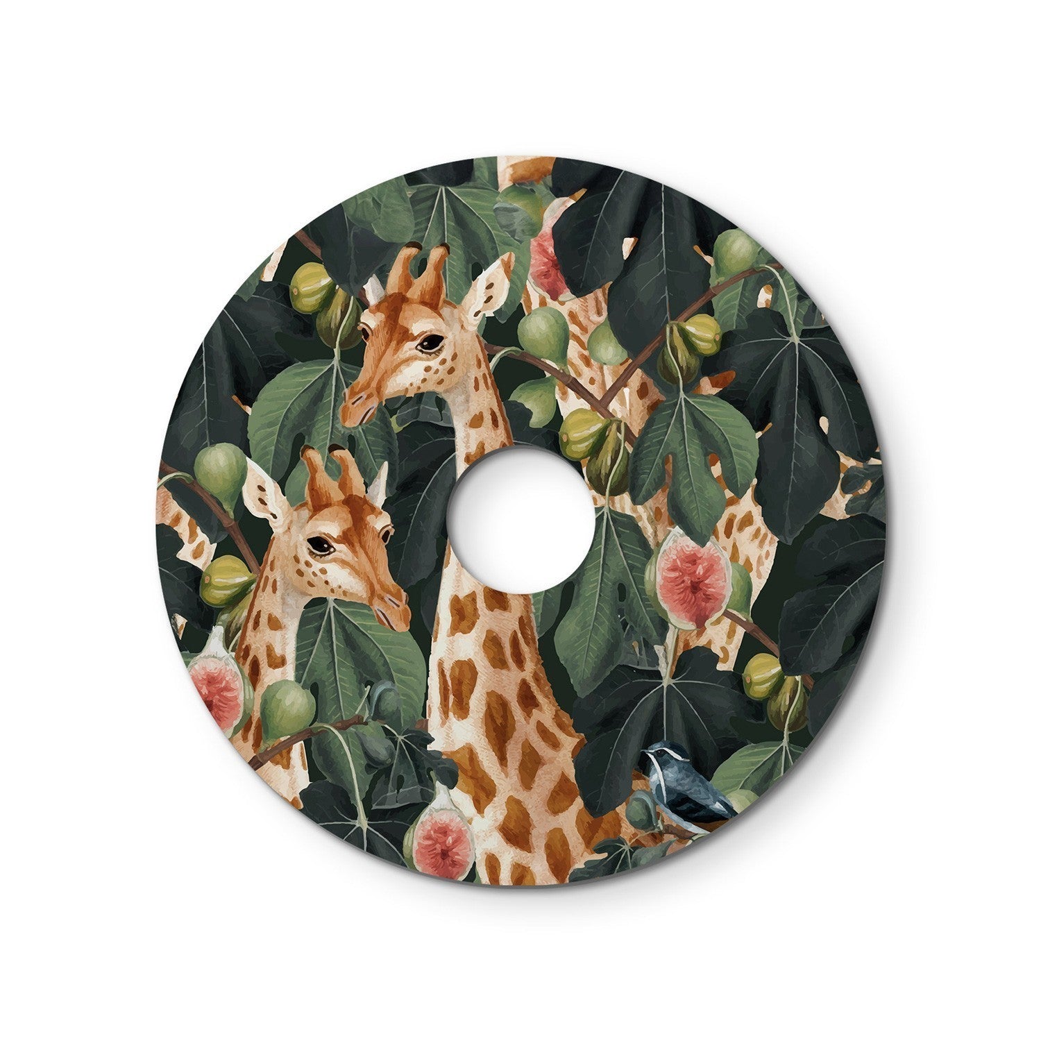 Mini abajur plano Ellepì com animais da selva 'Wildlife Whispers', 24 cm de diâmetro - Fabricado na Itália