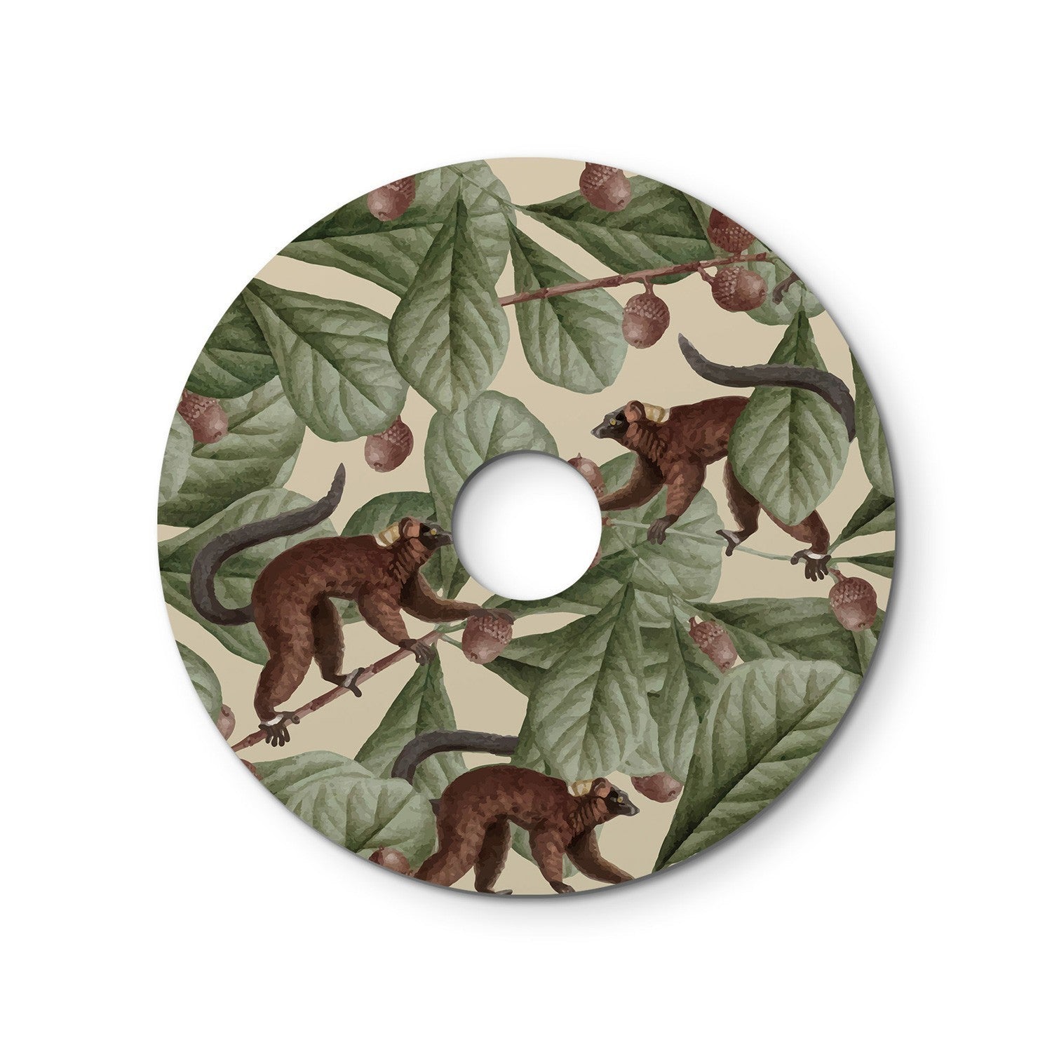 Mini abajur plano Ellepì com animais da selva 'Wildlife Whispers', 24 cm de diâmetro - Fabricado na Itália