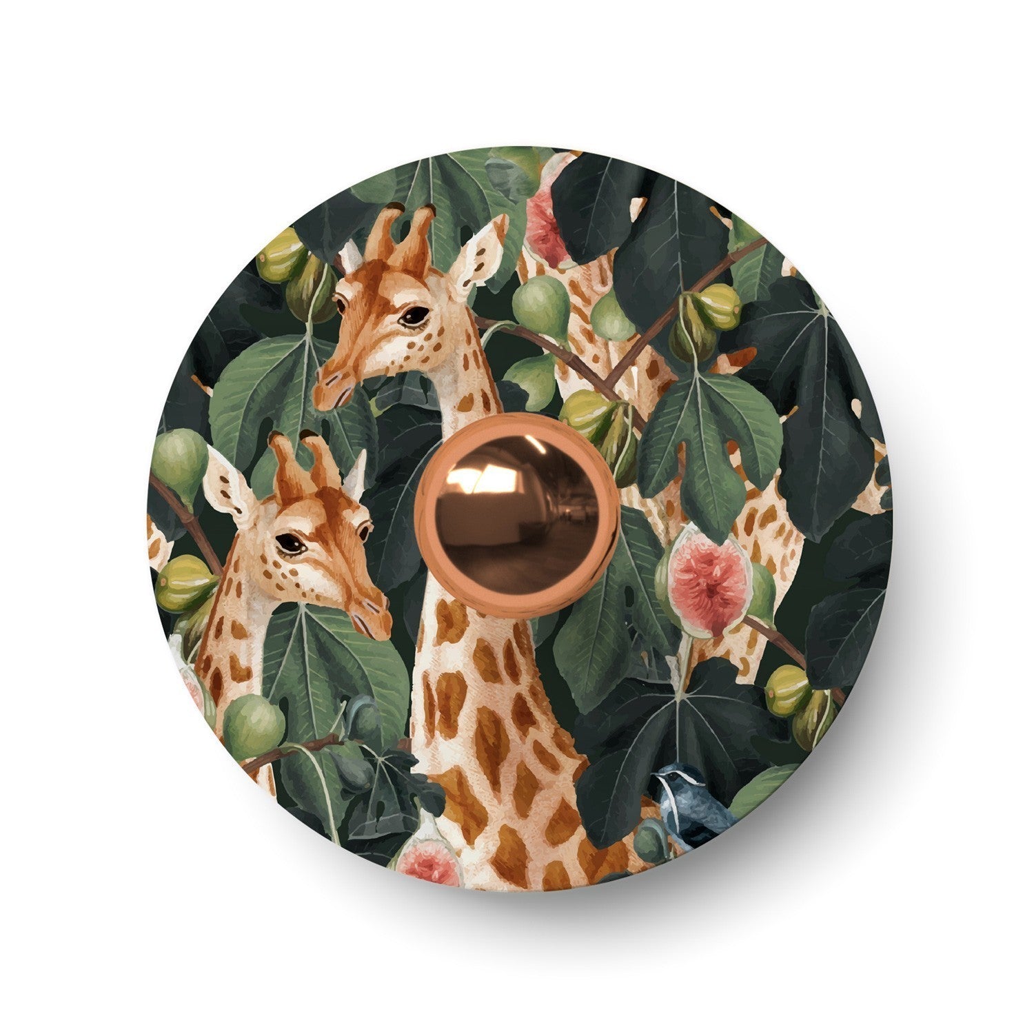 Mini abajur plano Ellepì com animais da selva 'Wildlife Whispers', 24 cm de diâmetro - Fabricado na Itália