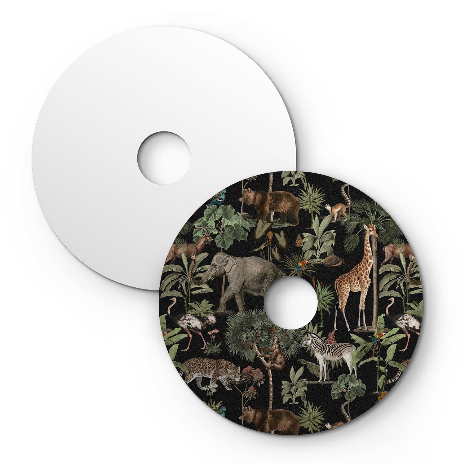 Mini abajur plano Ellepì com animais da selva 'Wildlife Whispers', 24 cm de diâmetro - Fabricado na Itália