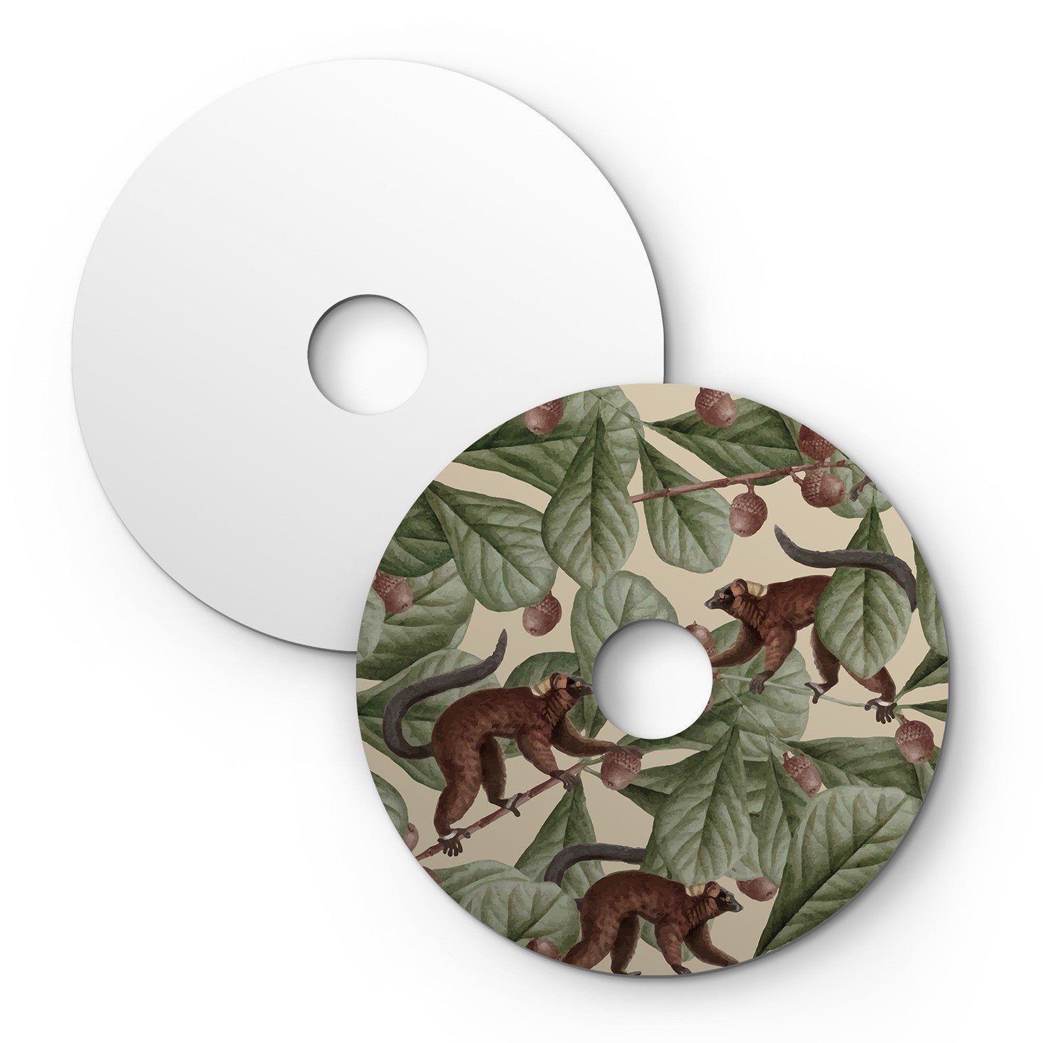 Mini abajur plano Ellepì com animais da selva 'Wildlife Whispers', 24 cm de diâmetro - Fabricado na Itália