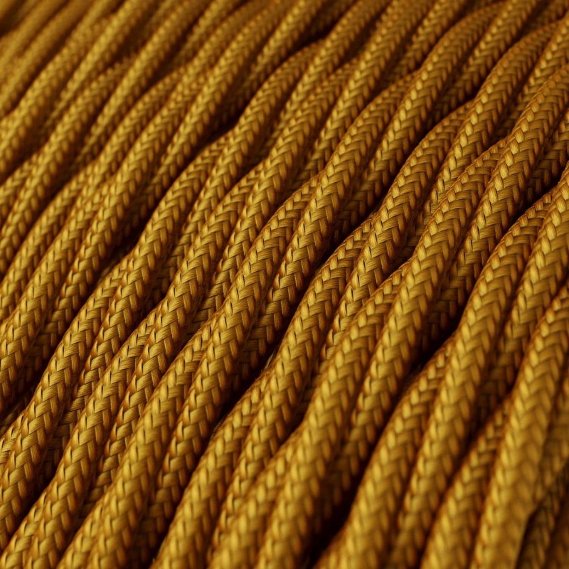 Cabo elétrico torcido com seda artificial aplicada tecido de cor sólida TM05 Dourado