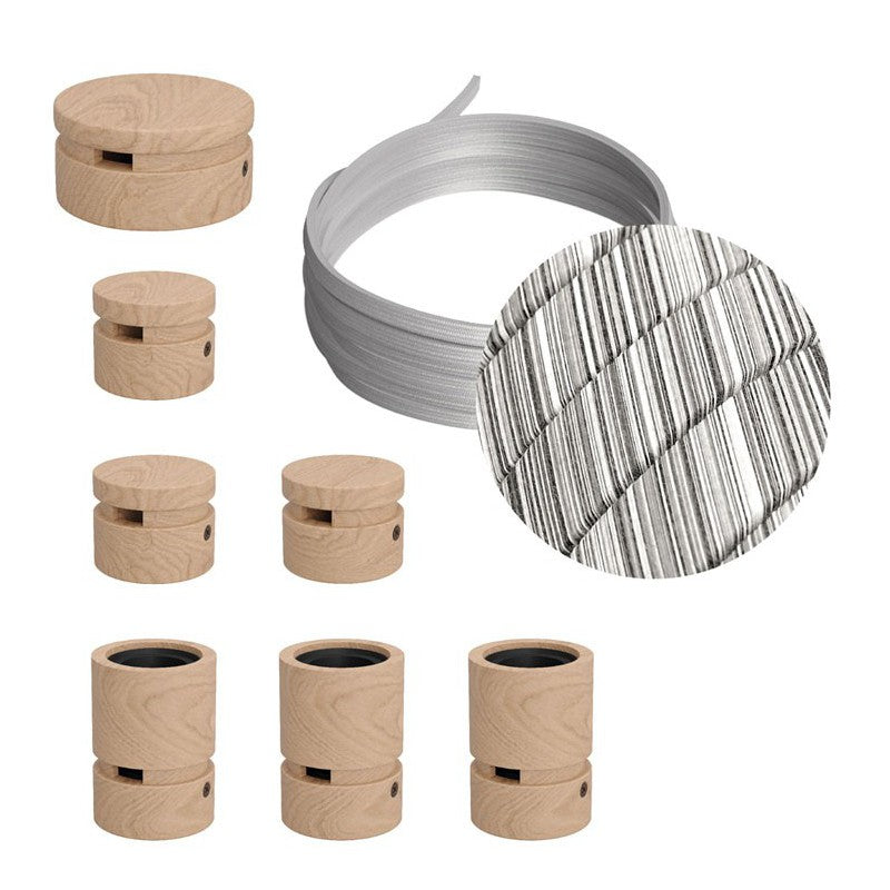 Filé System Linear Kit - with 5m string light cable and 7 indoor wooden components