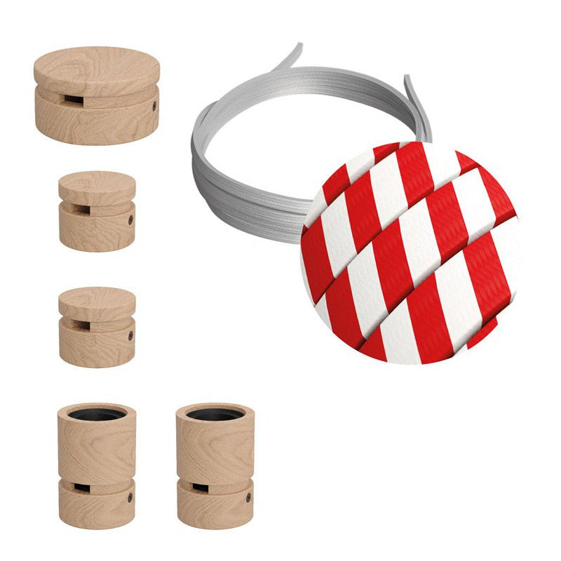 Filé System Wiggle Kit - with 3m string light cable and 5 indoor wooden components