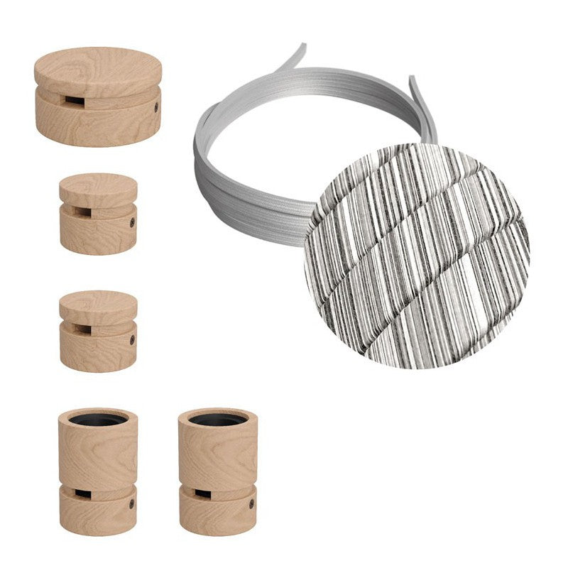 Filé System Wiggle Kit - with 3m string light cable and 5 indoor wooden components