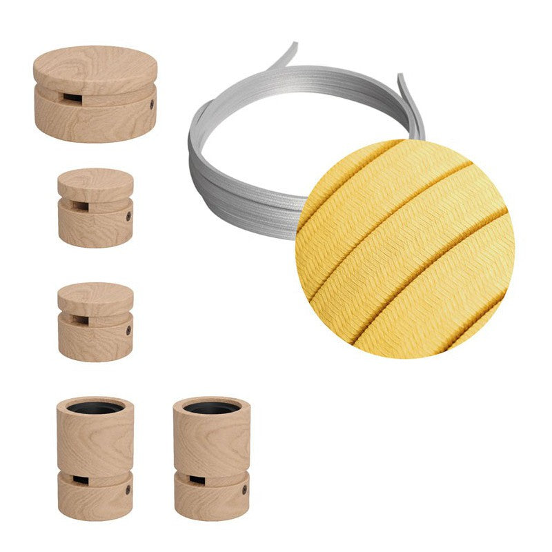 Filé System Wiggle Kit - with 3m string light cable and 5 indoor wooden components