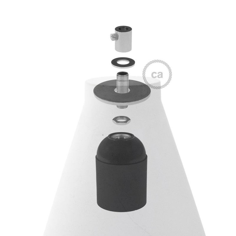 Abajur de cimento Funnel para suspensão com braçadeira de cabo e porta-lâmpada E27