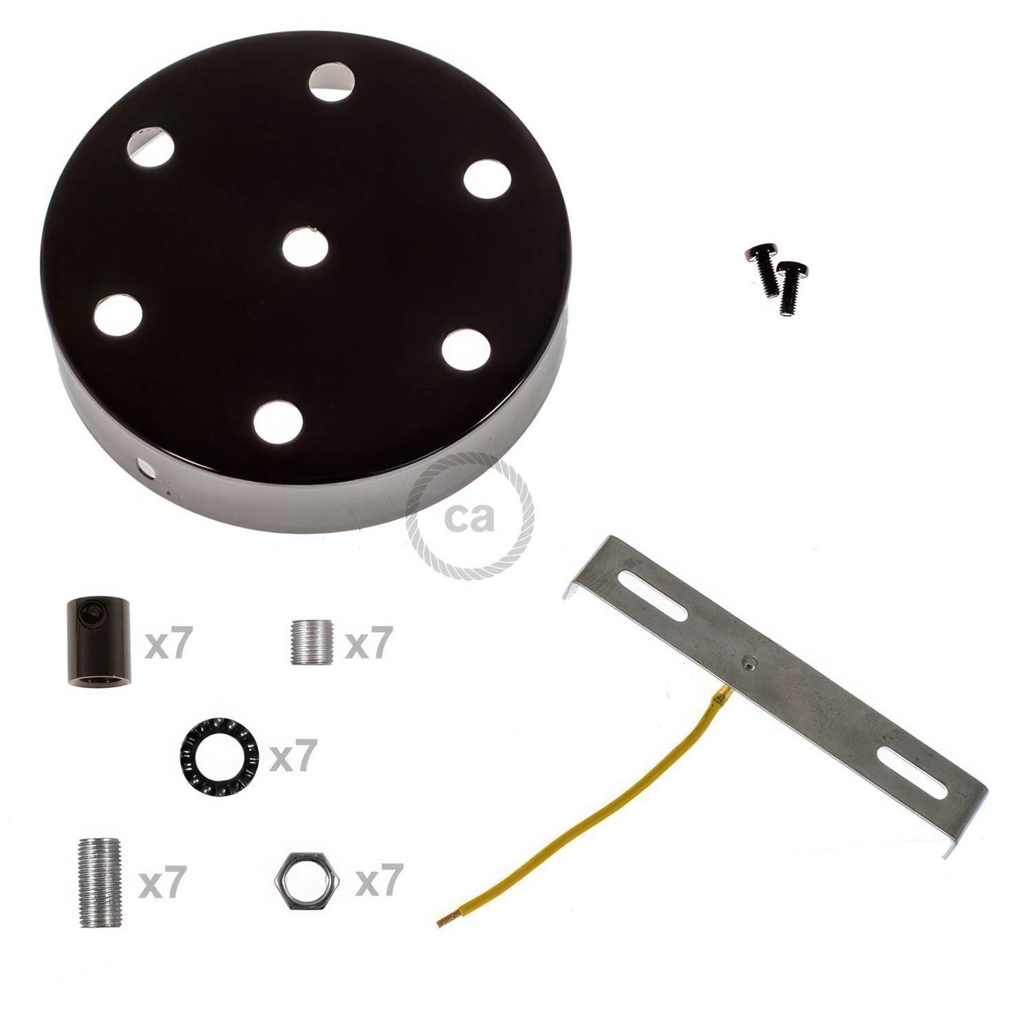 Kit de rosácea de teto cilíndrica em metal de 7 furos