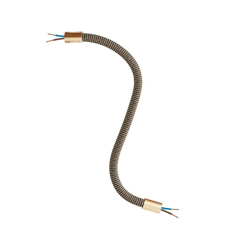 Tubo flexível Creative Flex revestido em tecido Dourado e Preto RZ24 com terminais metálicos