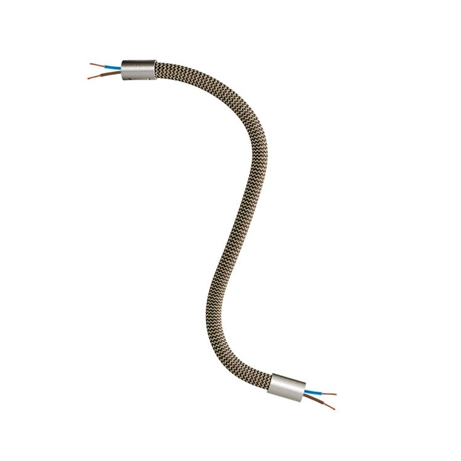 Tubo flexível Creative Flex revestido em tecido Dourado e Preto RZ24 com terminais metálicos