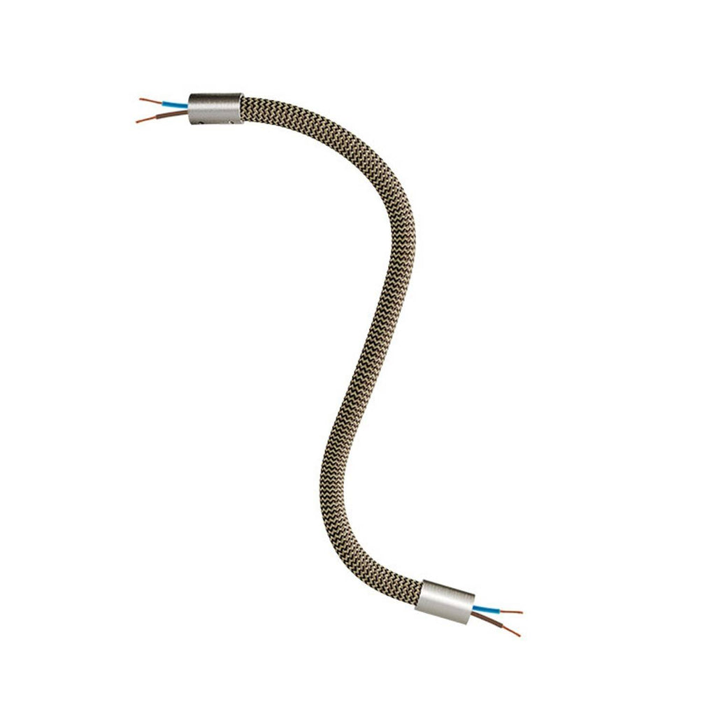 Tubo flexível Creative Flex revestido em tecido Dourado e Preto RZ24 com terminais metálicos