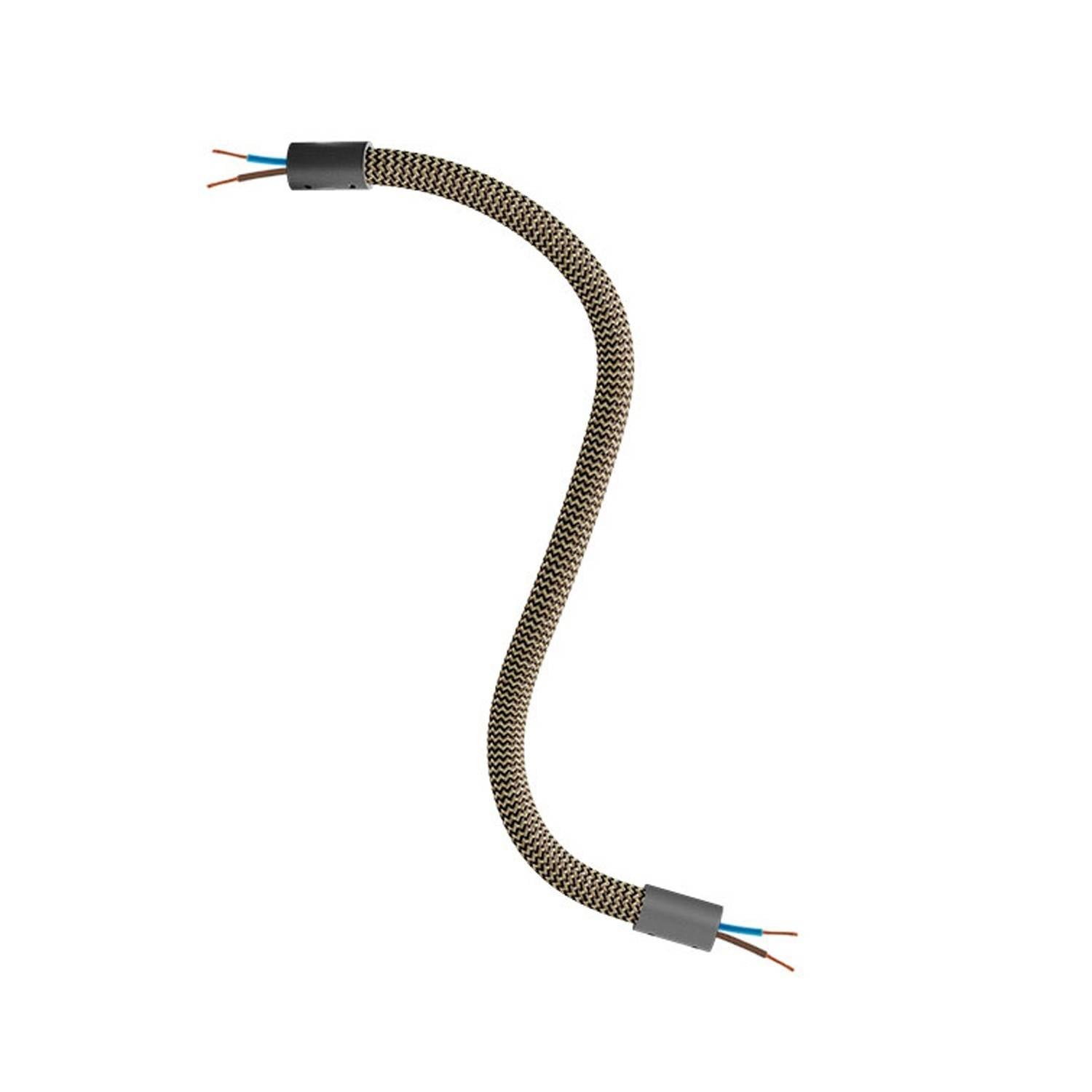 Tubo flexível Creative Flex revestido em tecido Dourado e Preto RZ24 com terminais metálicos