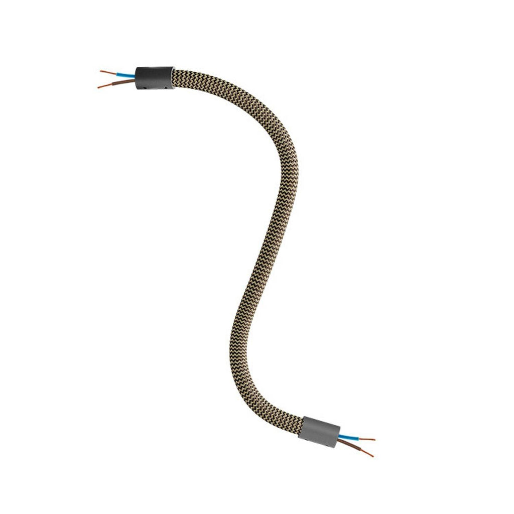 Tubo flexível Creative Flex revestido em tecido Dourado e Preto RZ24 com terminais metálicos