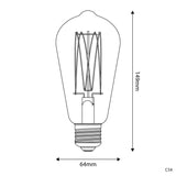 Lâmpada LED Dourada C54 Linha Carbono Filamento Vertical Edison ST64 7W E27 Regulável 2700K