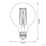 Lâmpada LED Dourada C55 Linha Carbono  Filamento Vertical Globo G95 7W E27 Regulável 2700K