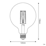 Lâmpada LED Dourada C56 Linha Carbono Filamento Vertical Globo G125 7W E27 Regulável 2700K