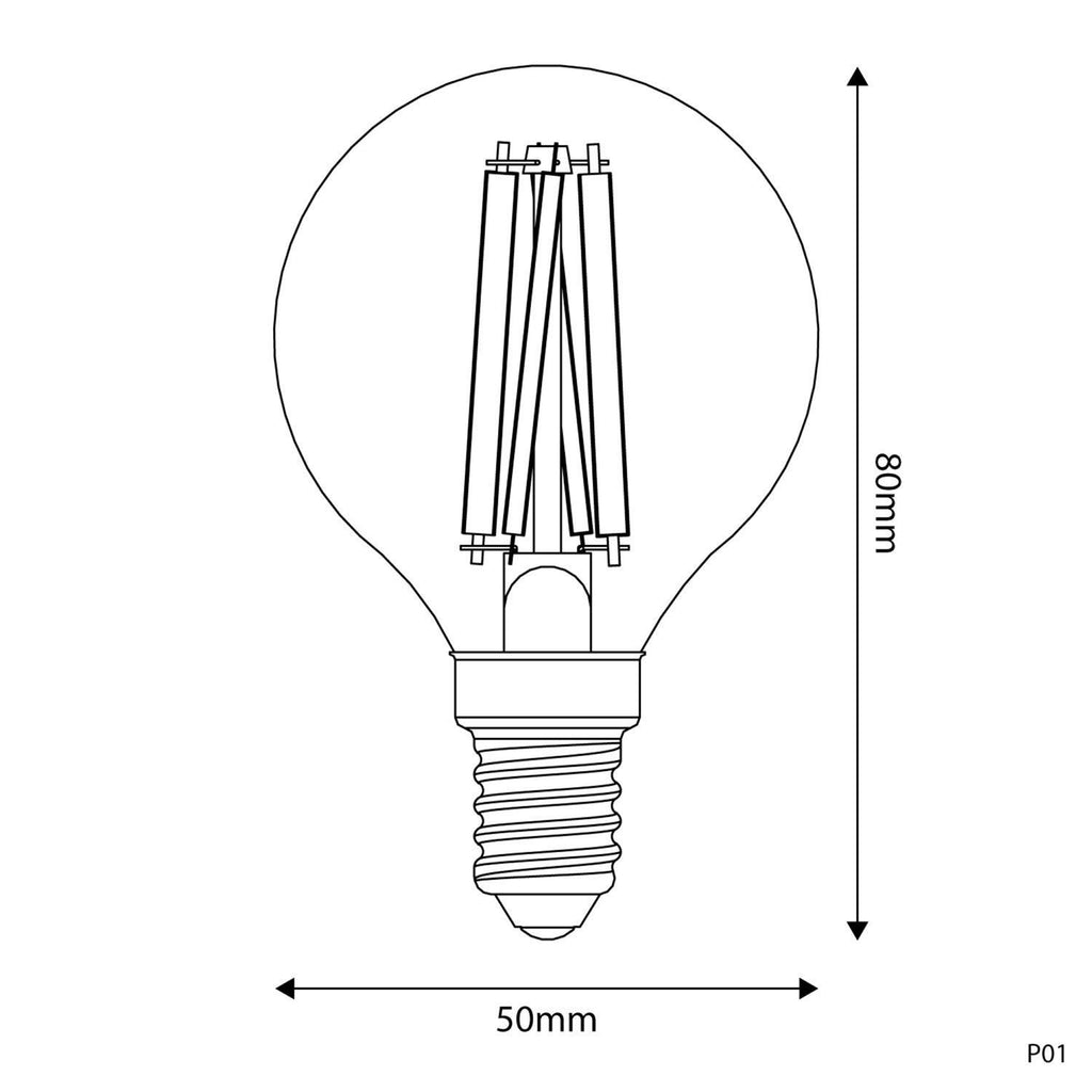 Lâmpada LED E14 CRI 95 G50 5,9W 2700K Regulável - P01