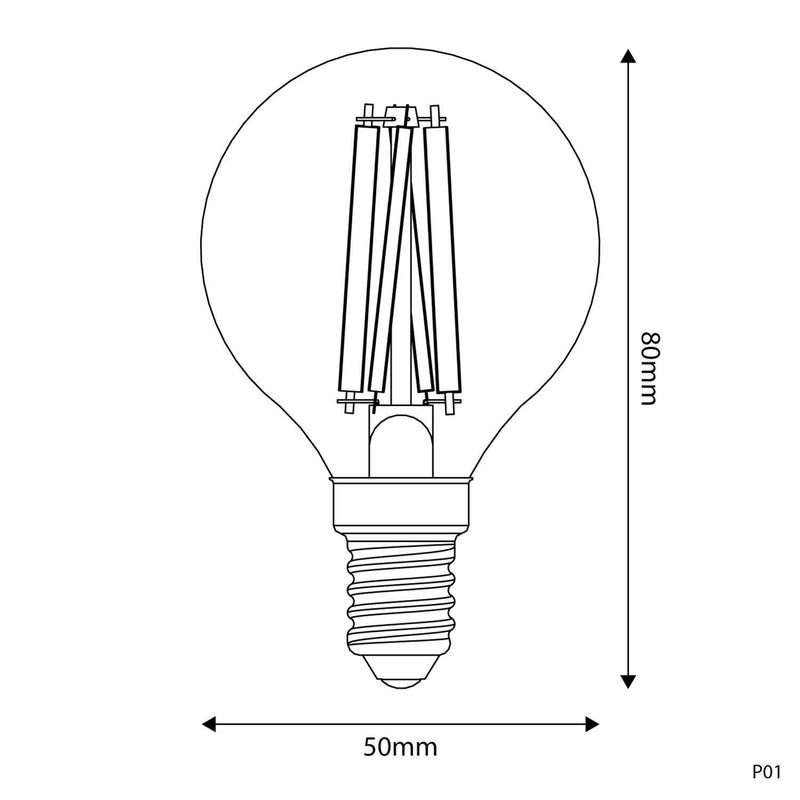 Lâmpada LED E14 CRI 95 G50 5,9W 2700K Regulável - P01