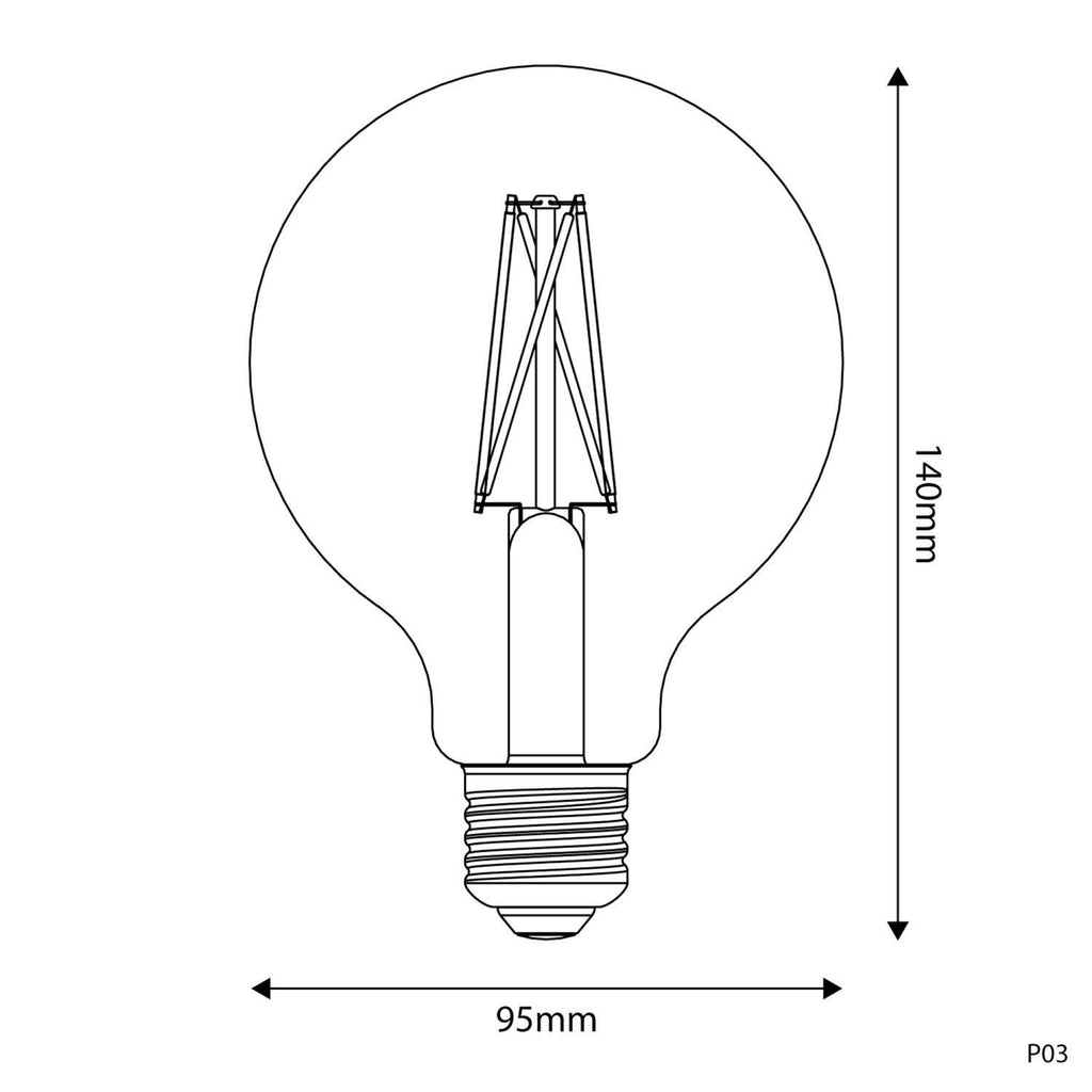 Lâmpada LED E27 CRI 95 G95 7W 2700K Regulável - P03