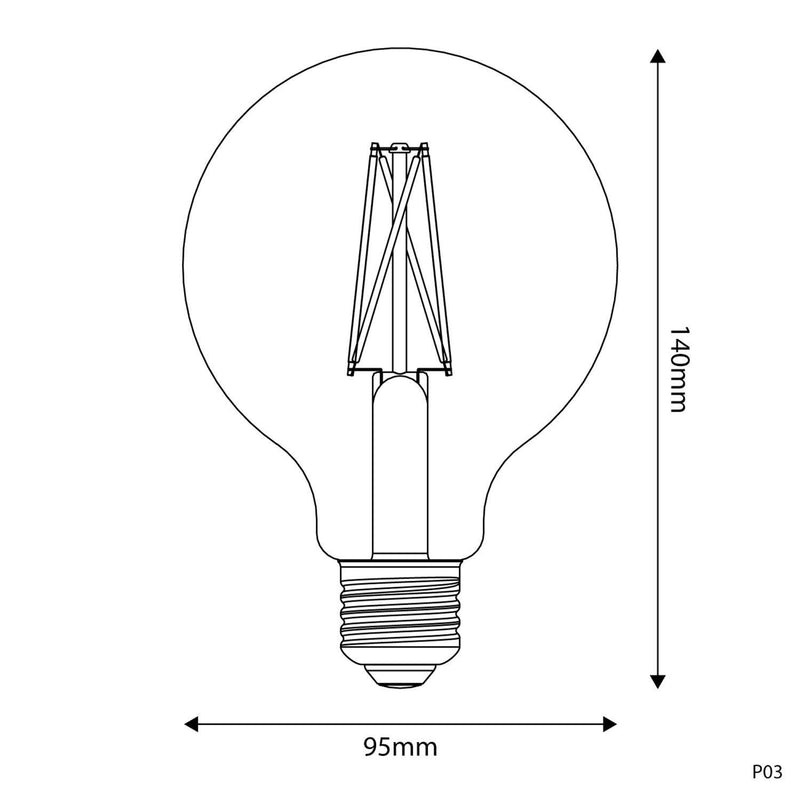 Lâmpada LED E27 CRI 95 G95 7W 2700K Regulável - P03