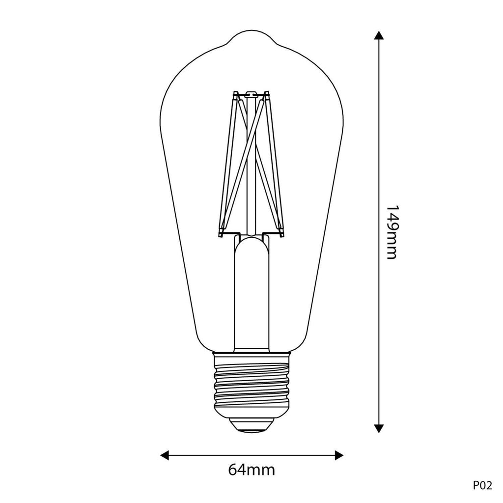 Lâmpada LED E27 CRI 95 ST64 7W 2700K Regulável - P02